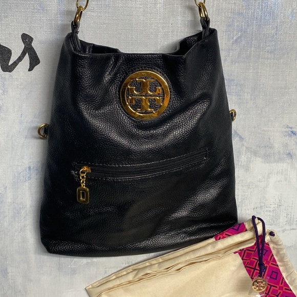 Tory Burch Pebbled Leather Bag Gold Chain/Emblem Dust Bag EXCELLENT CONDITION - Picture 2 of 14
